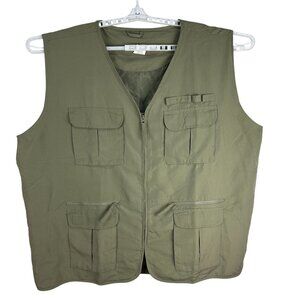 Haband Travelers Mens Green Fishing Vest 2XL Multi-pocket Lightweight Polyester